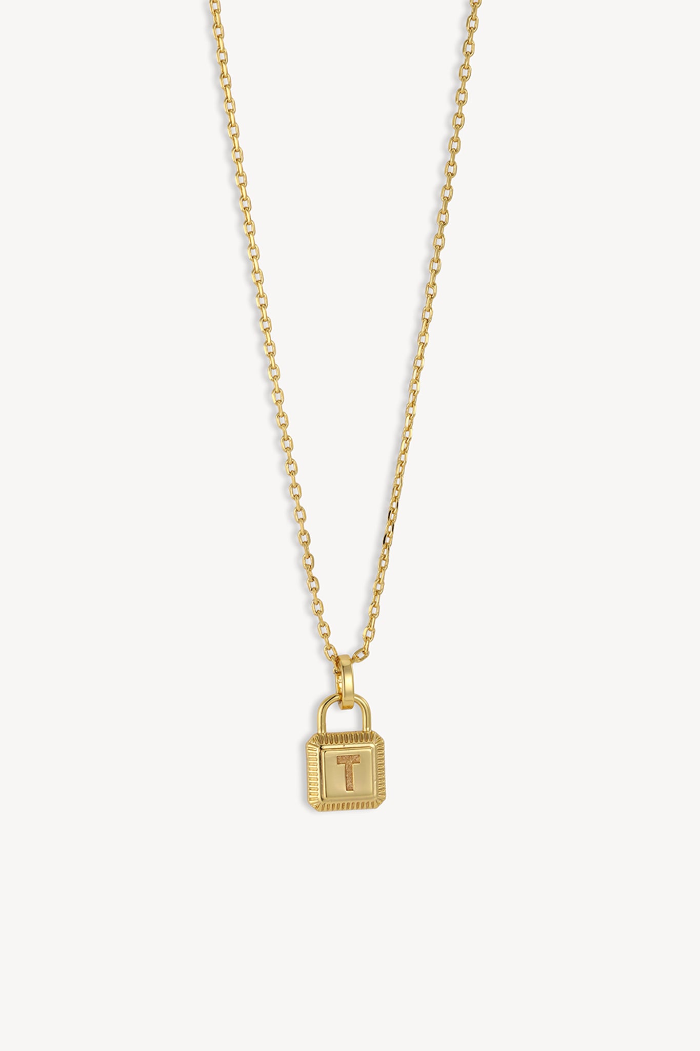 Initial Lock Necklace Gold