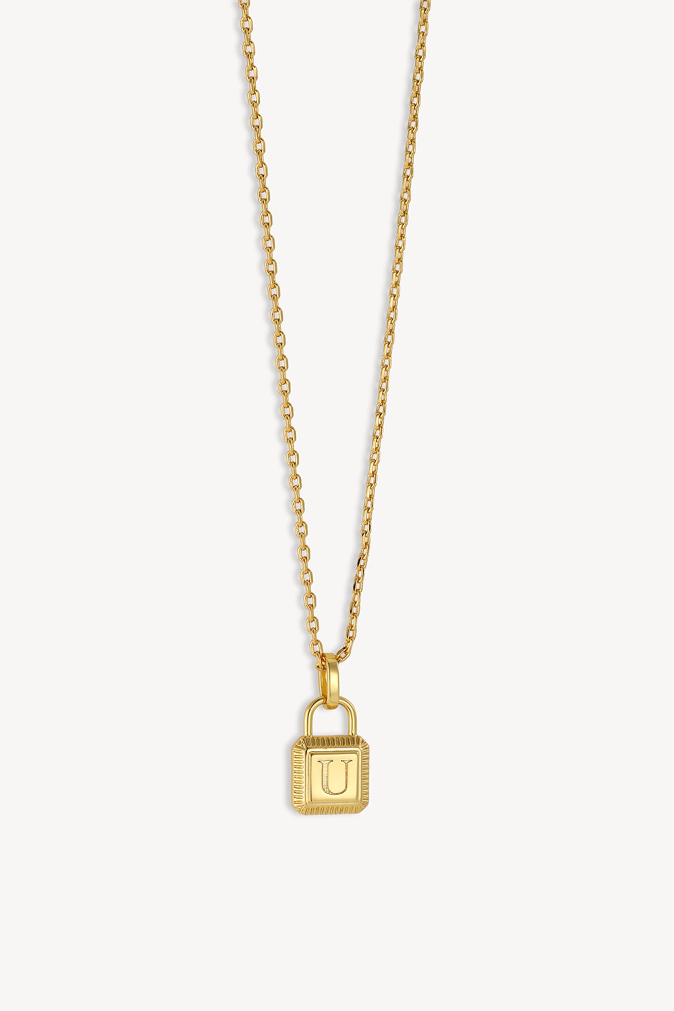 Initial Lock Necklace Gold