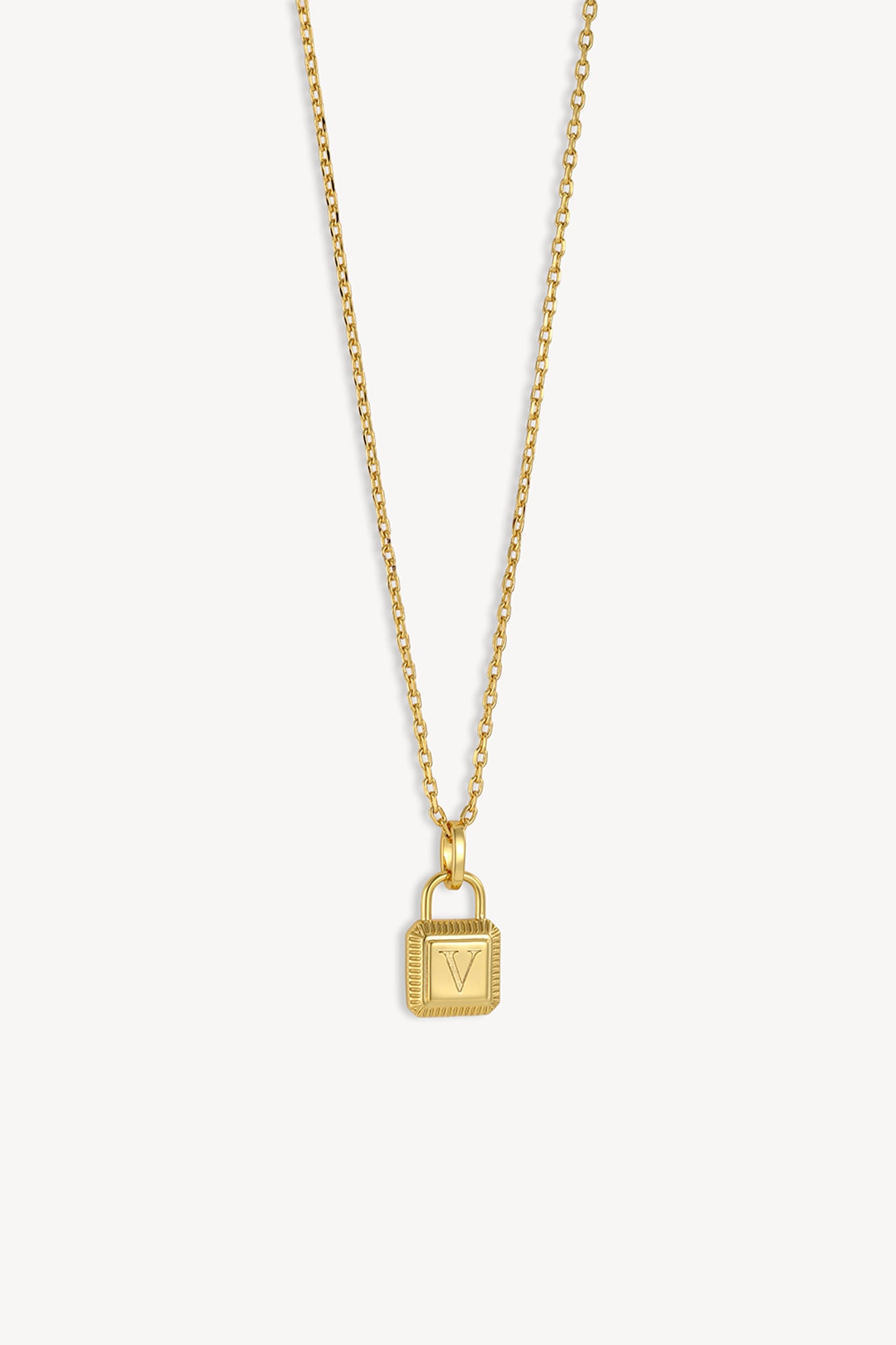Initial Lock Necklace Gold