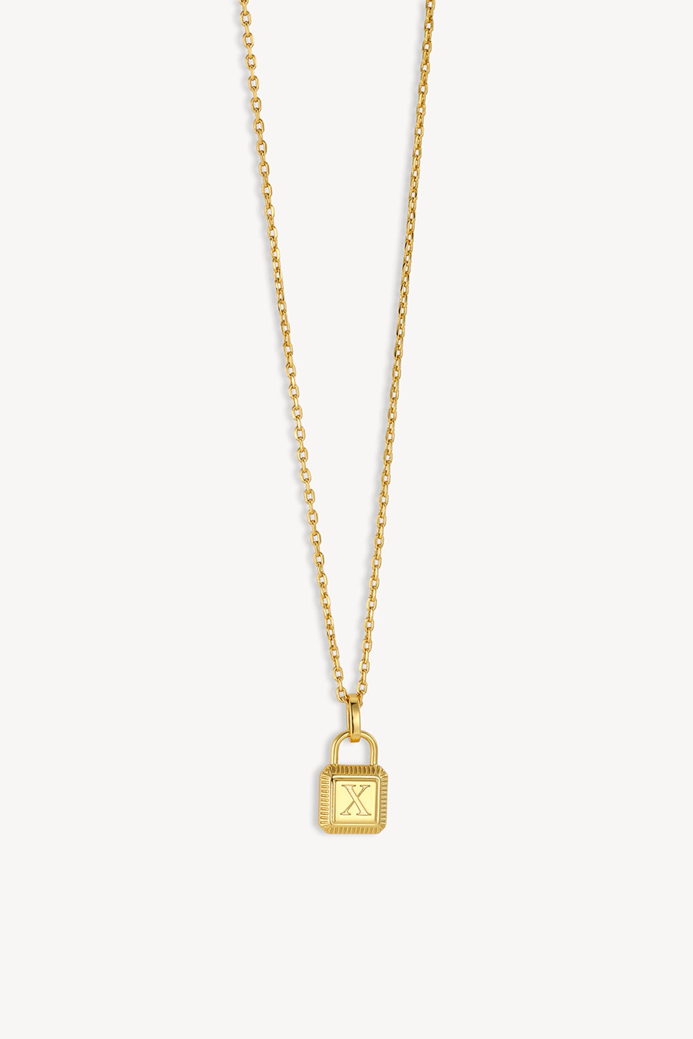 Initial Lock Necklace Gold