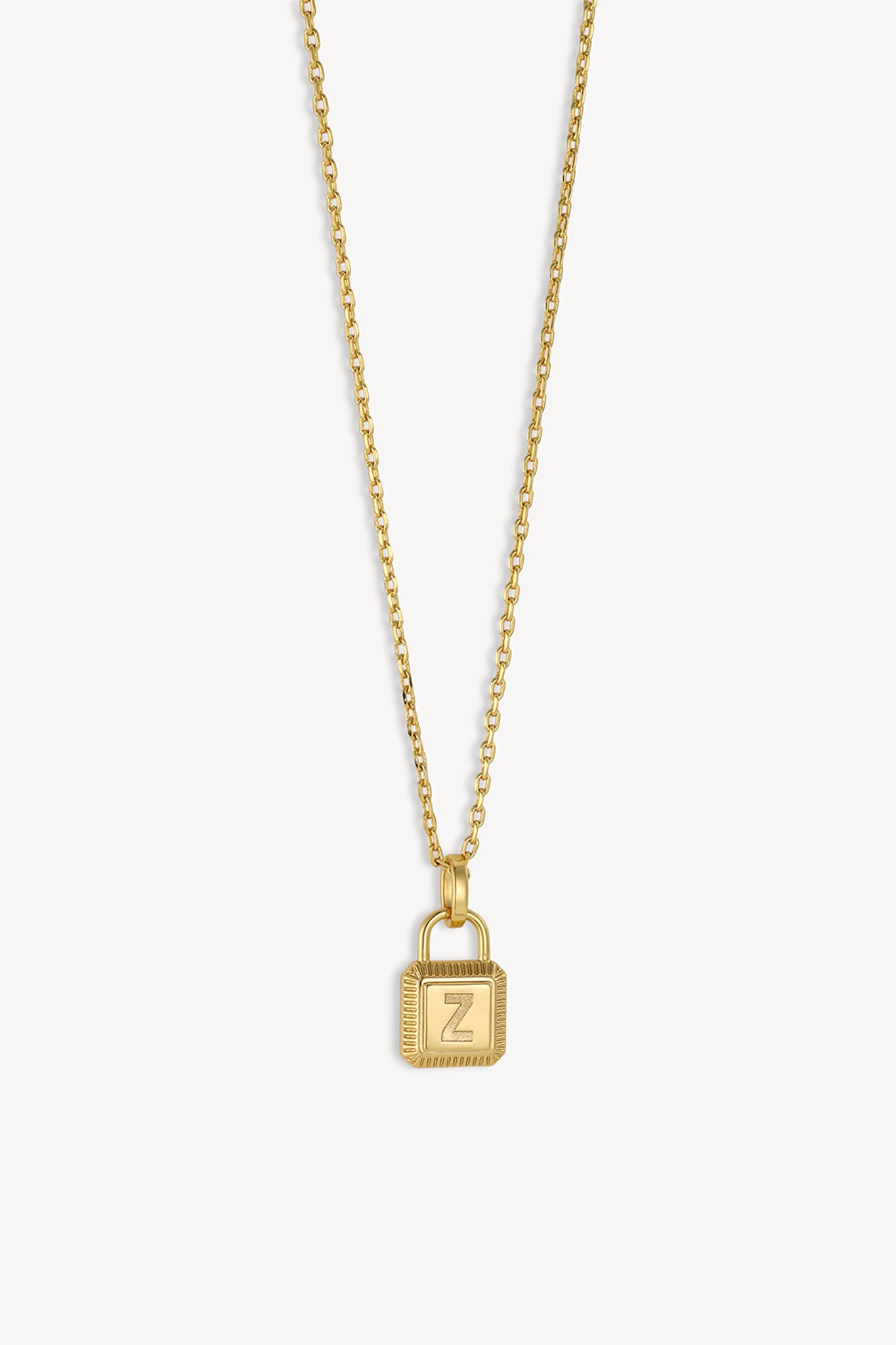 Initial Lock Necklace Gold