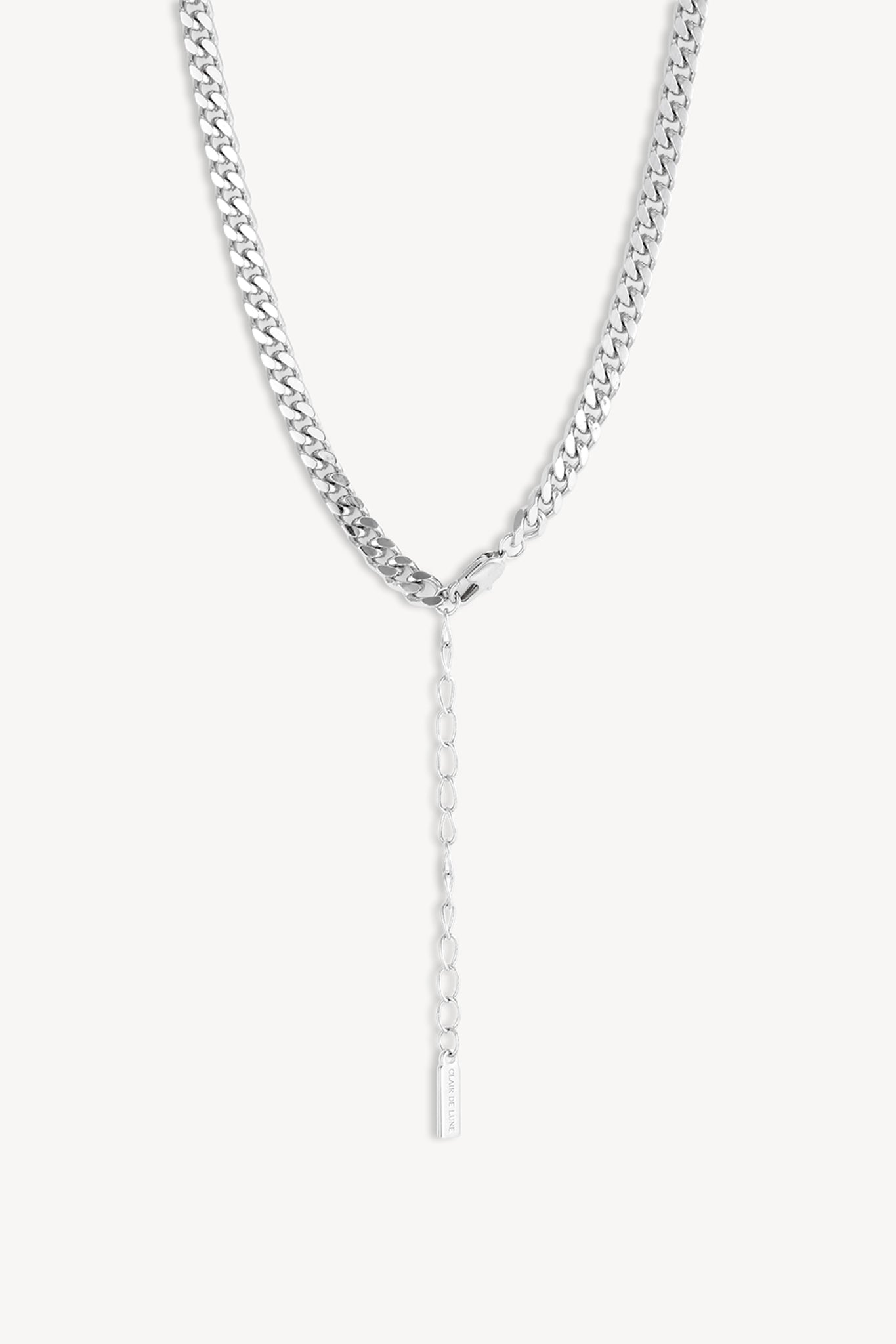 Solitaire Curb Necklace Silver