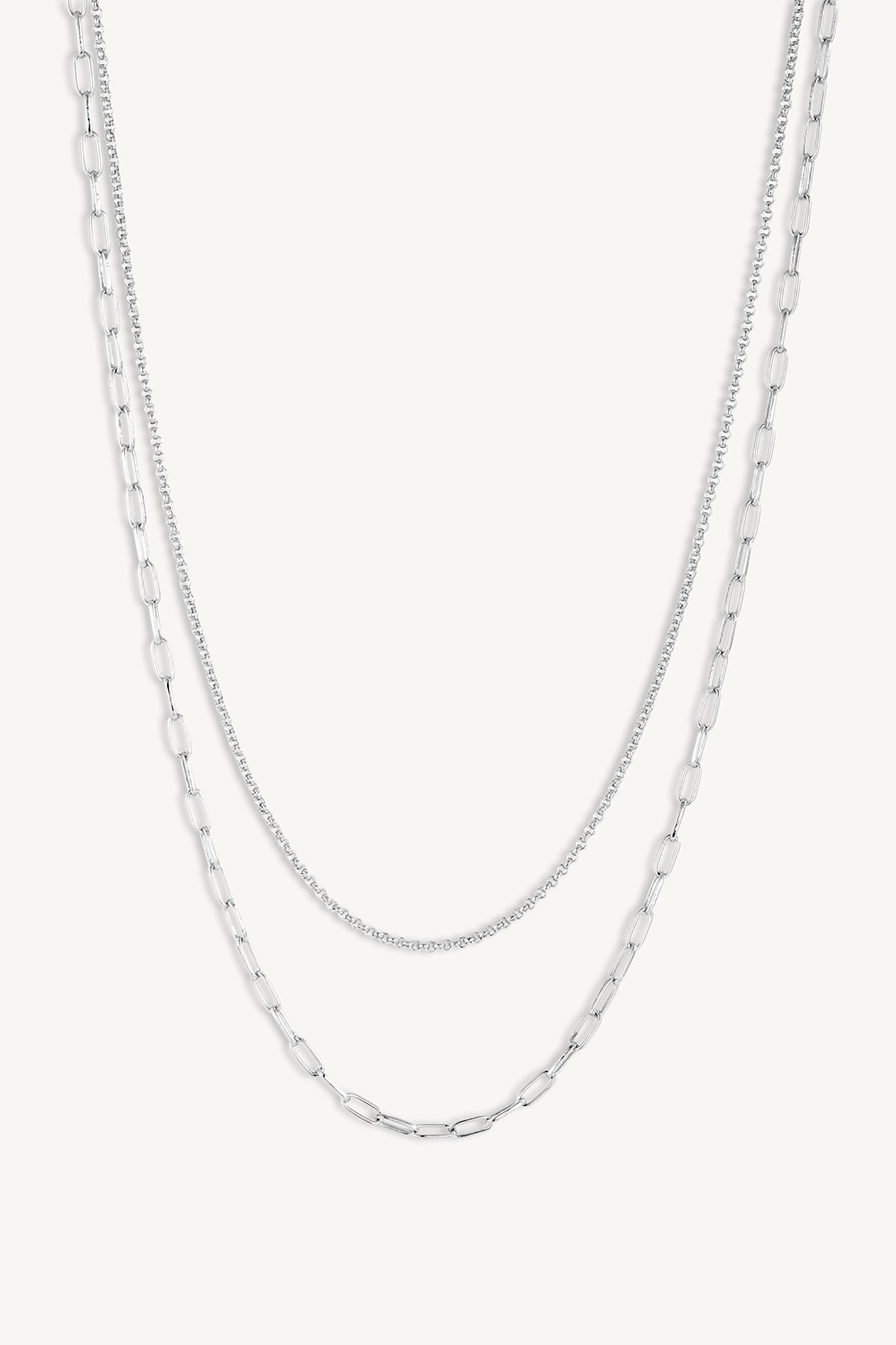 Layered Clip Necklace Silver