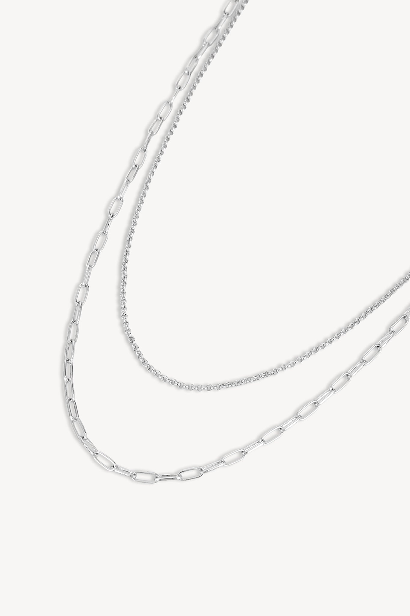 Layered Clip Necklace Silver