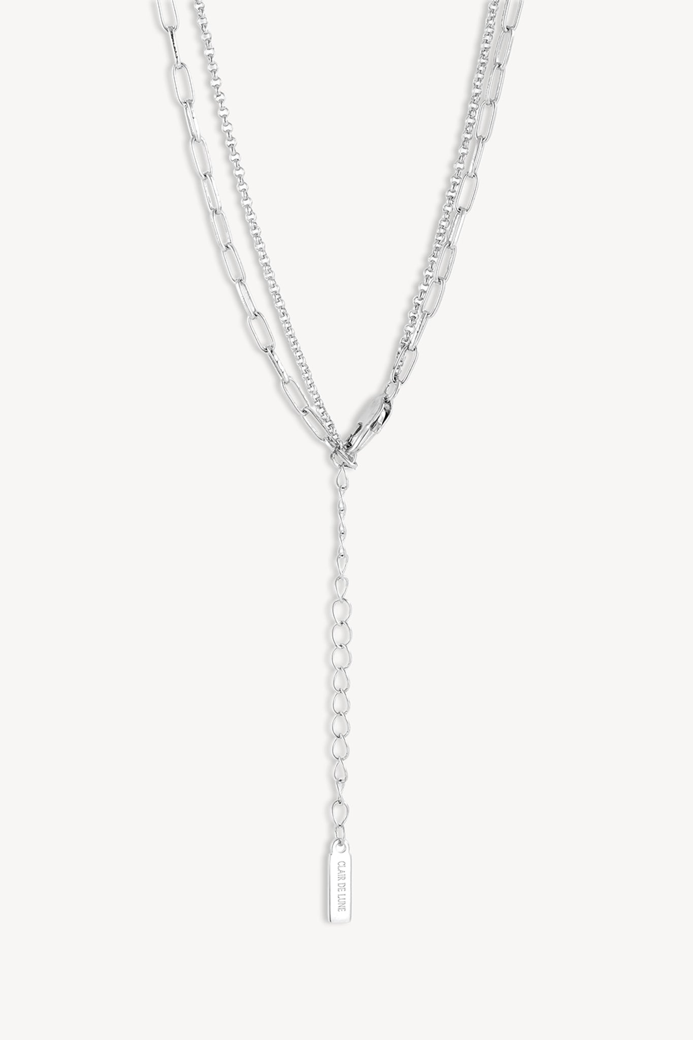 Layered Clip Necklace Silver