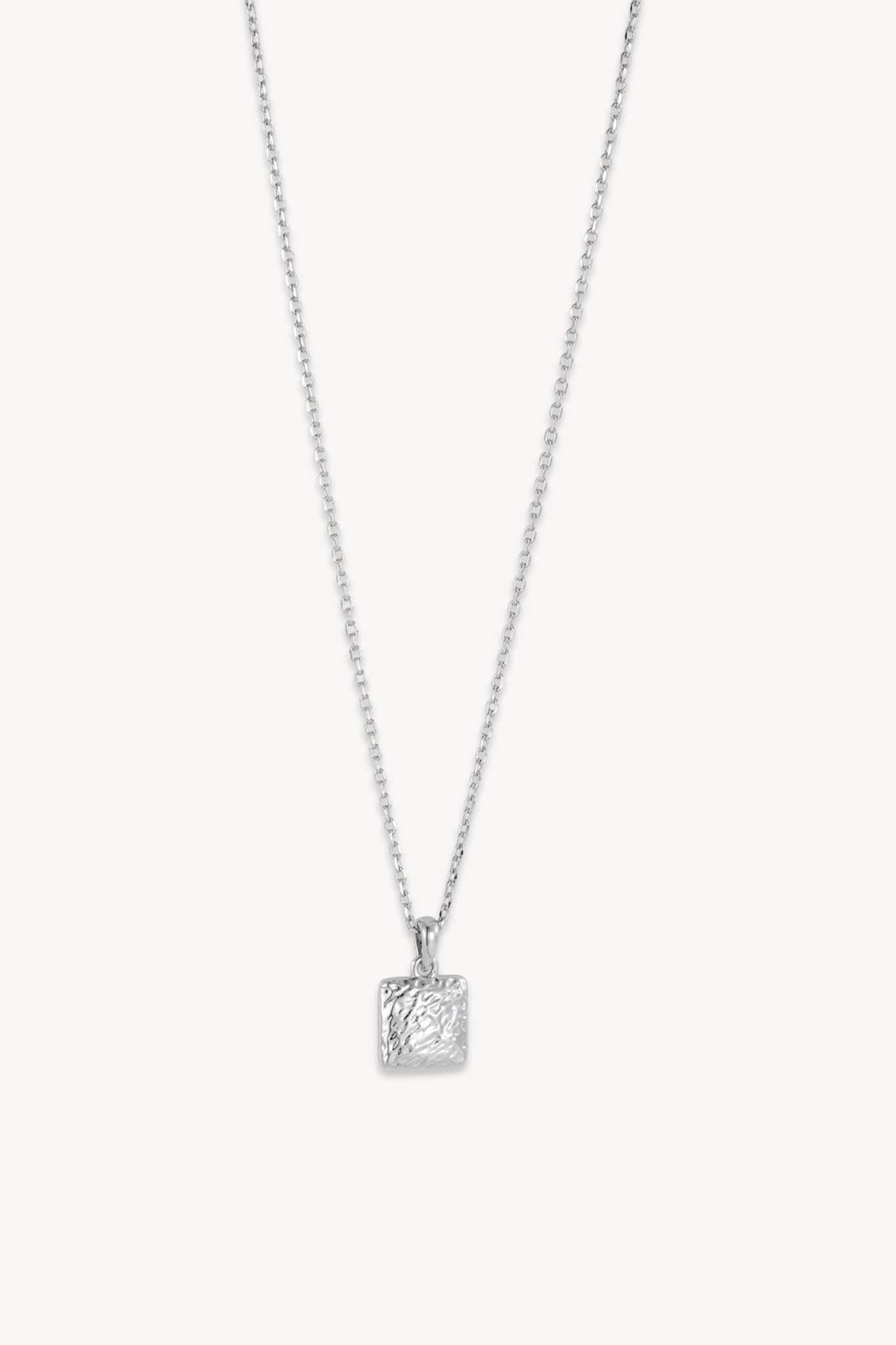 Textured Square Necklace Silver