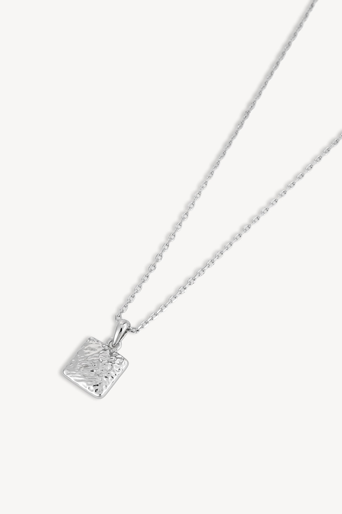 Textured Square Necklace Silver