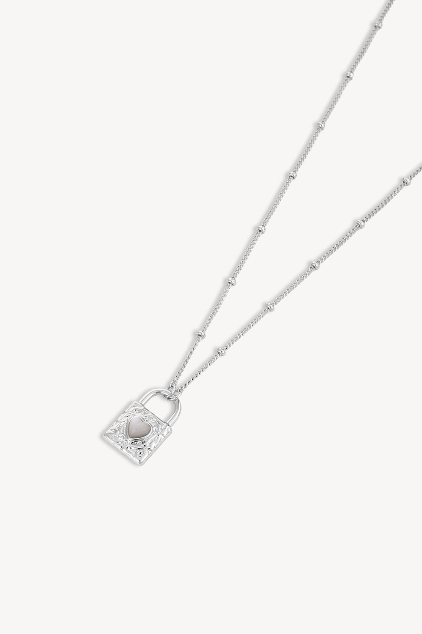 Heart Shell Lock Necklace Silver
