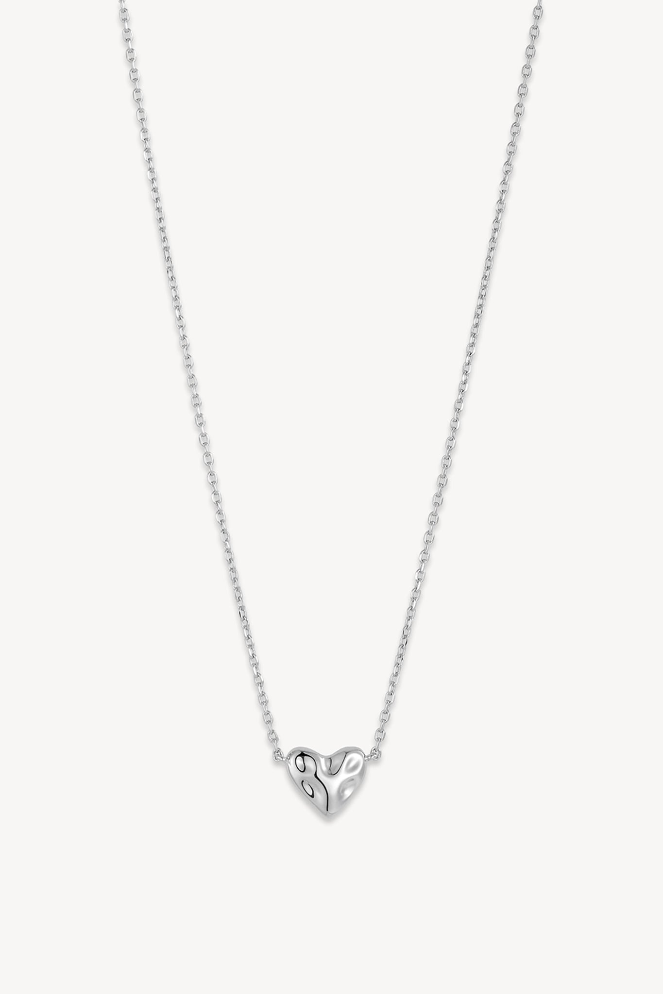 Puffy Heart Necklace Silver