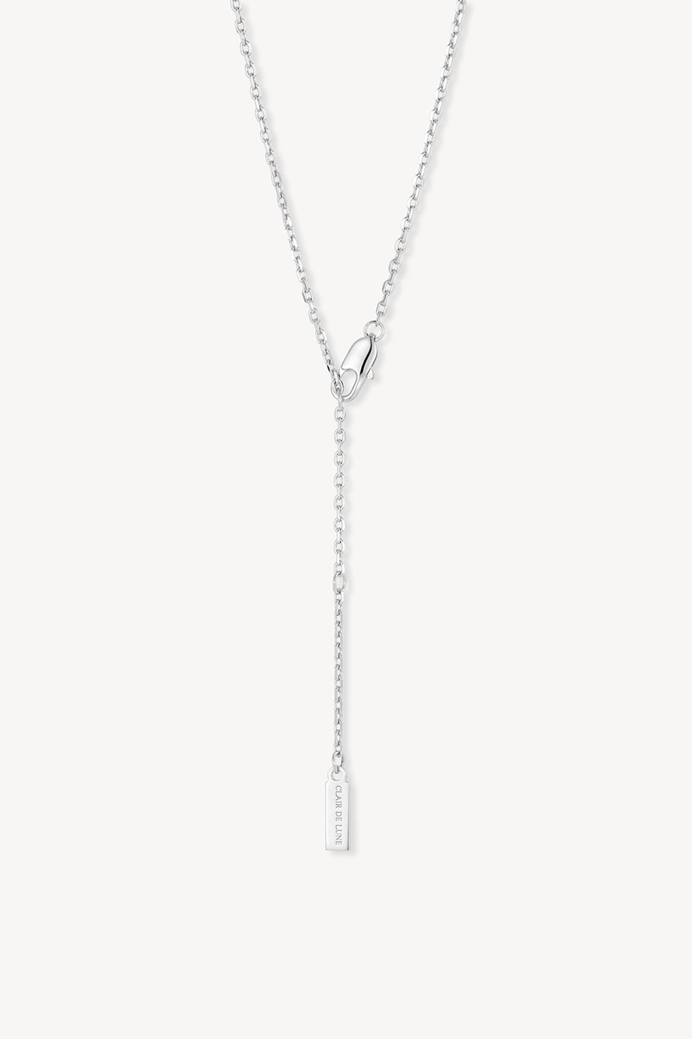 Square Solitaire Necklace Silver