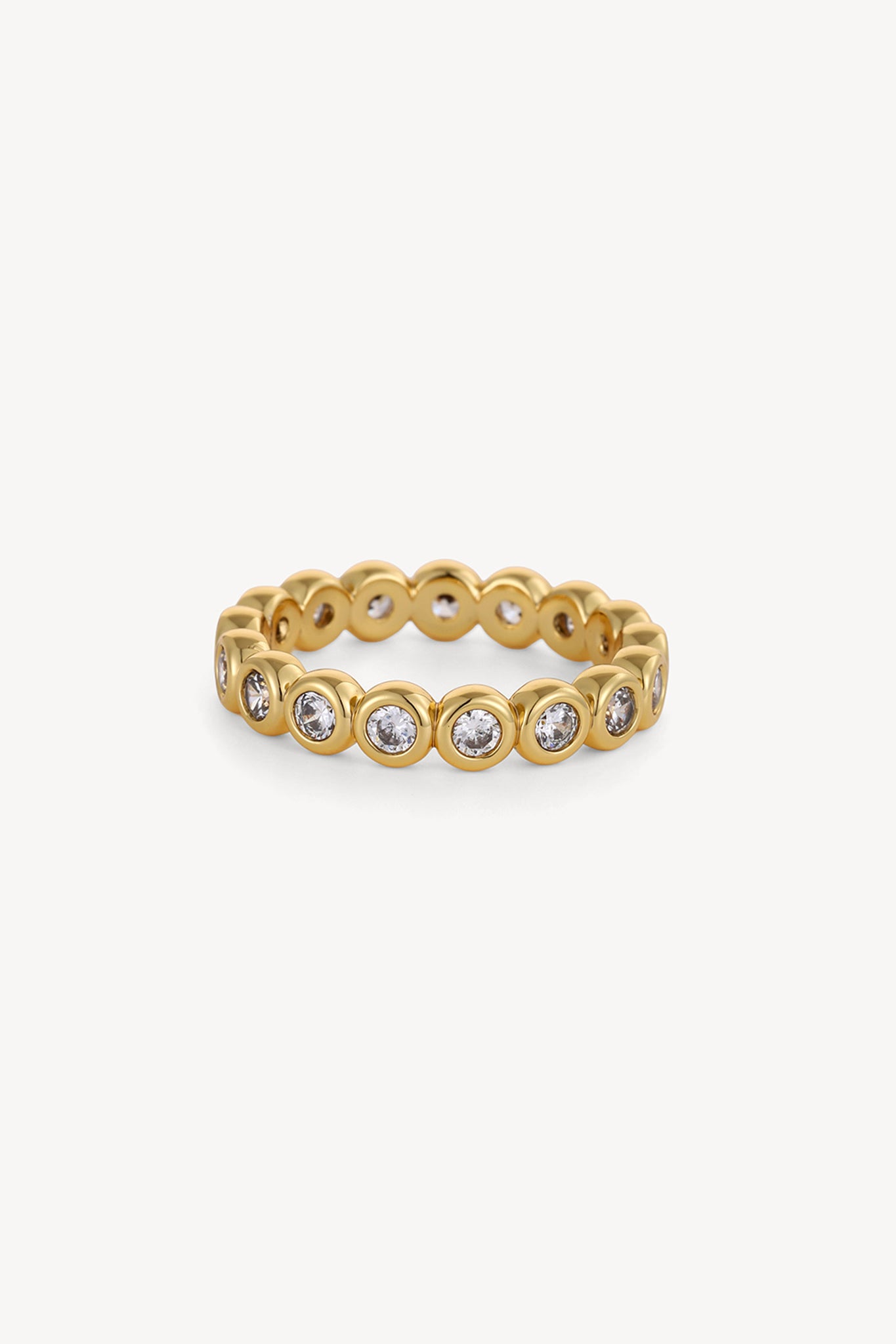 Bezel Crystal Ring Gold