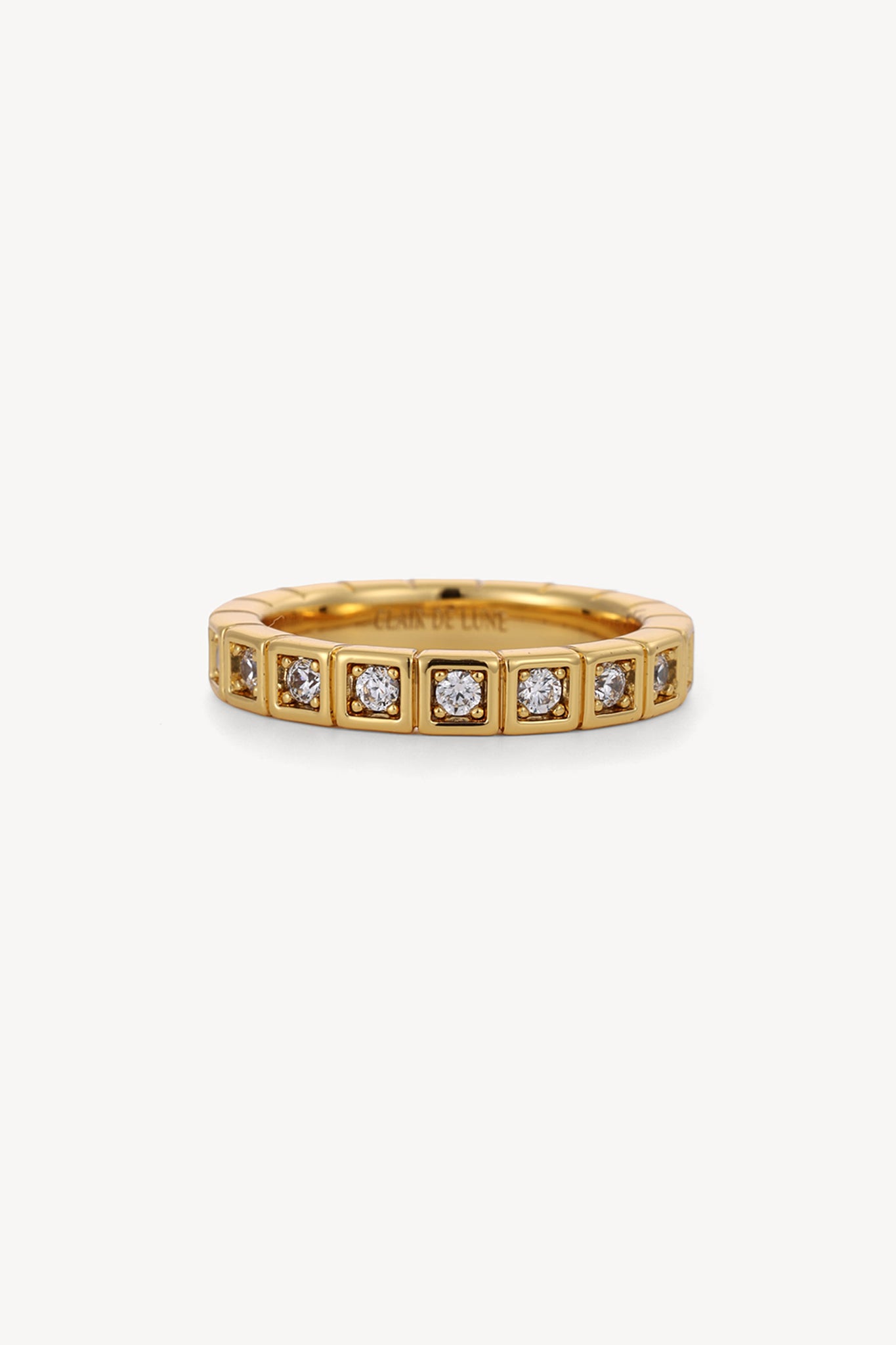 Square Crystal Band Ring Gold