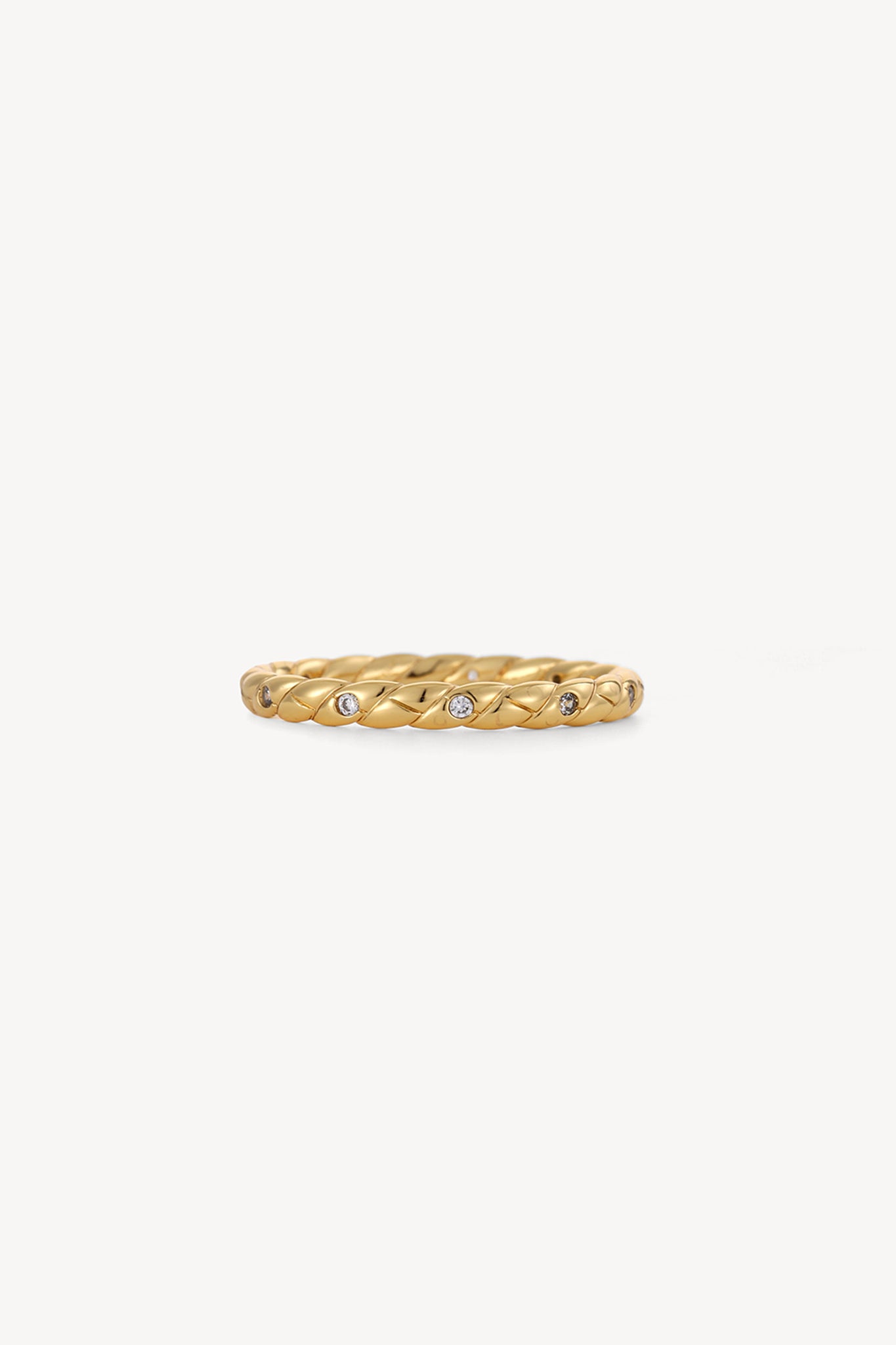 Twisted Crystal Ring Gold