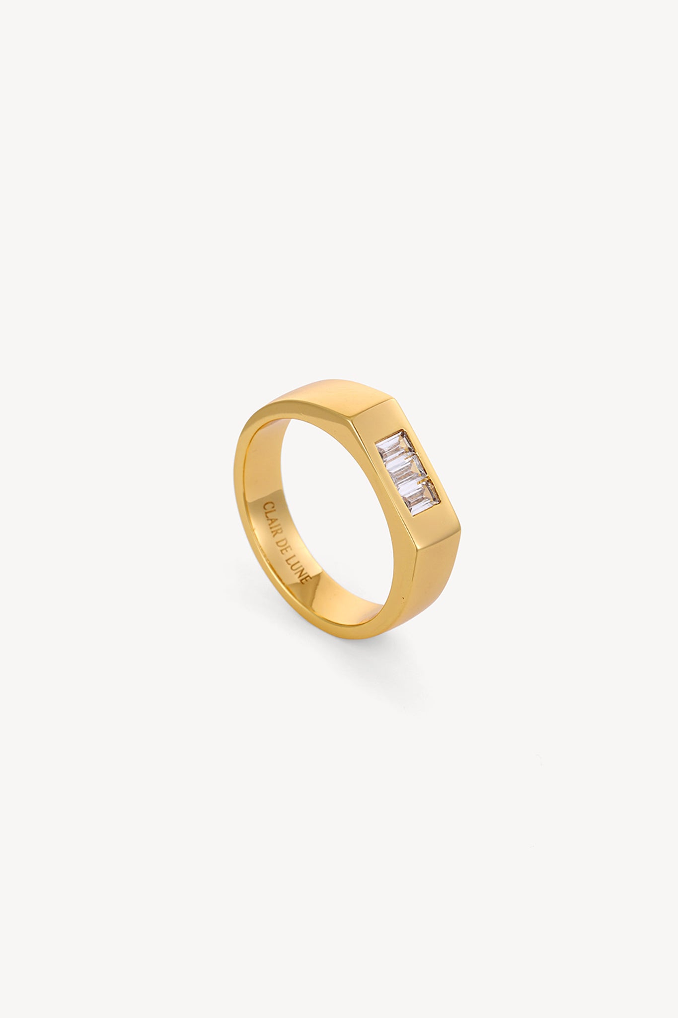 Baguette Top Ring Gold Silver