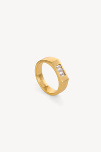 Baguette Top Ring Gold Silver
