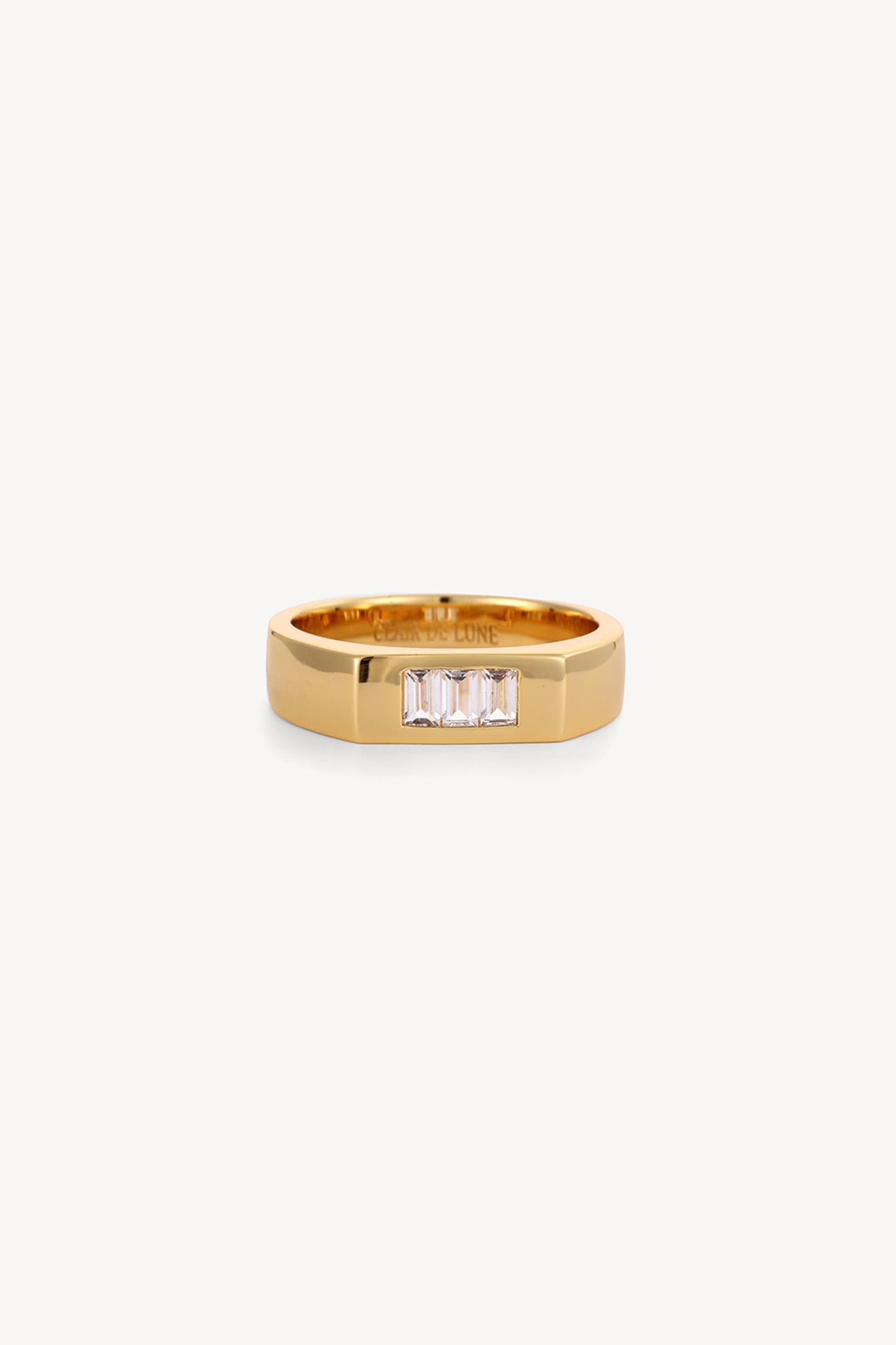 Baguette Top Ring Gold Silver