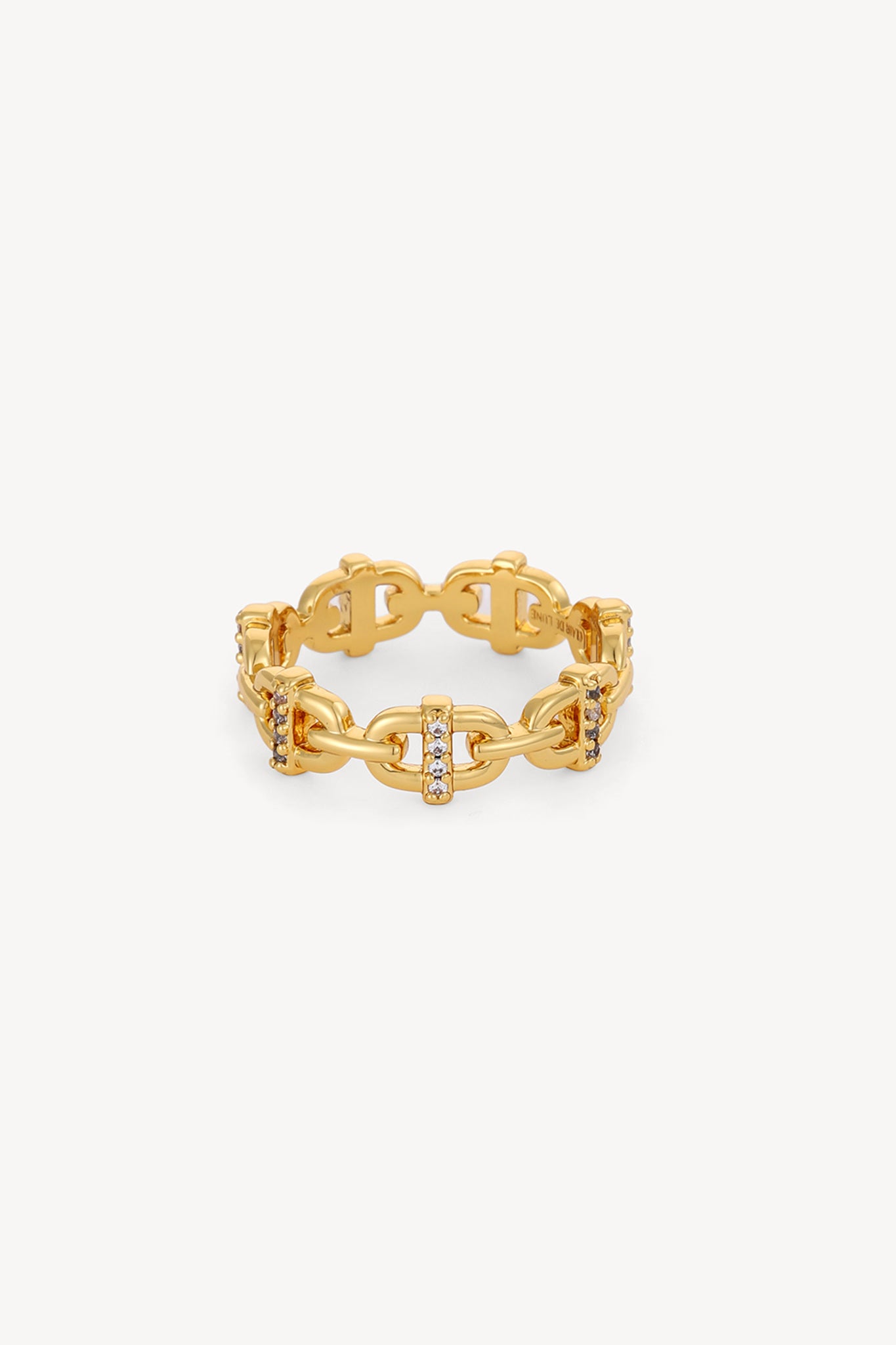 Chain Link Zircon Ring Gold
