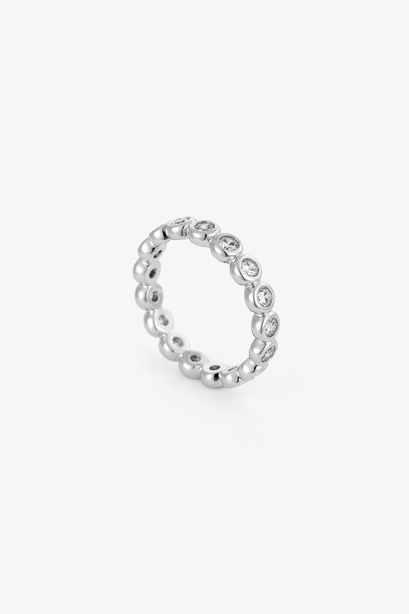 Bezel Crystal Ring Silver