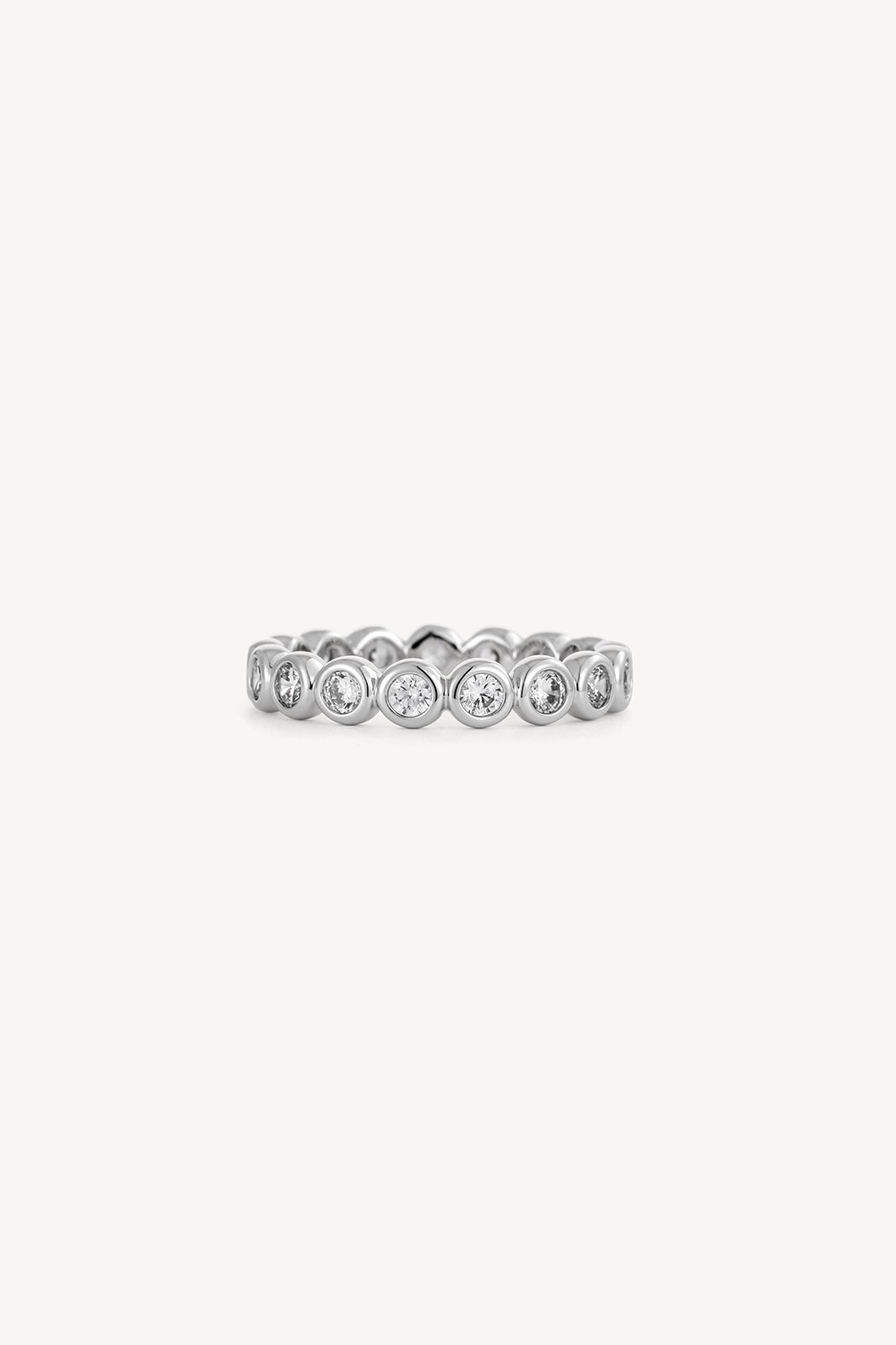 Bezel Crystal Ring Silver