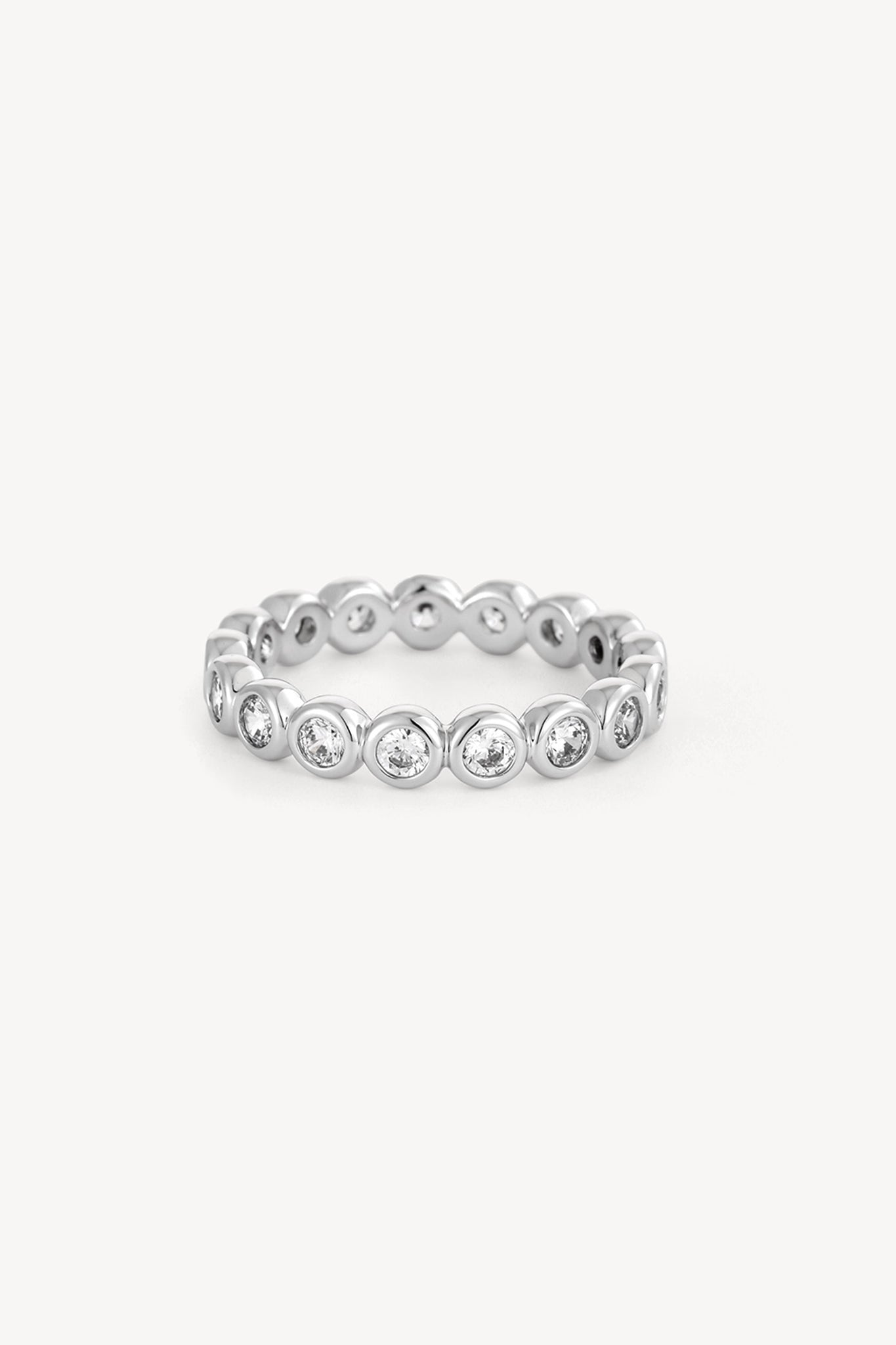 Bezel Crystal Ring Silver