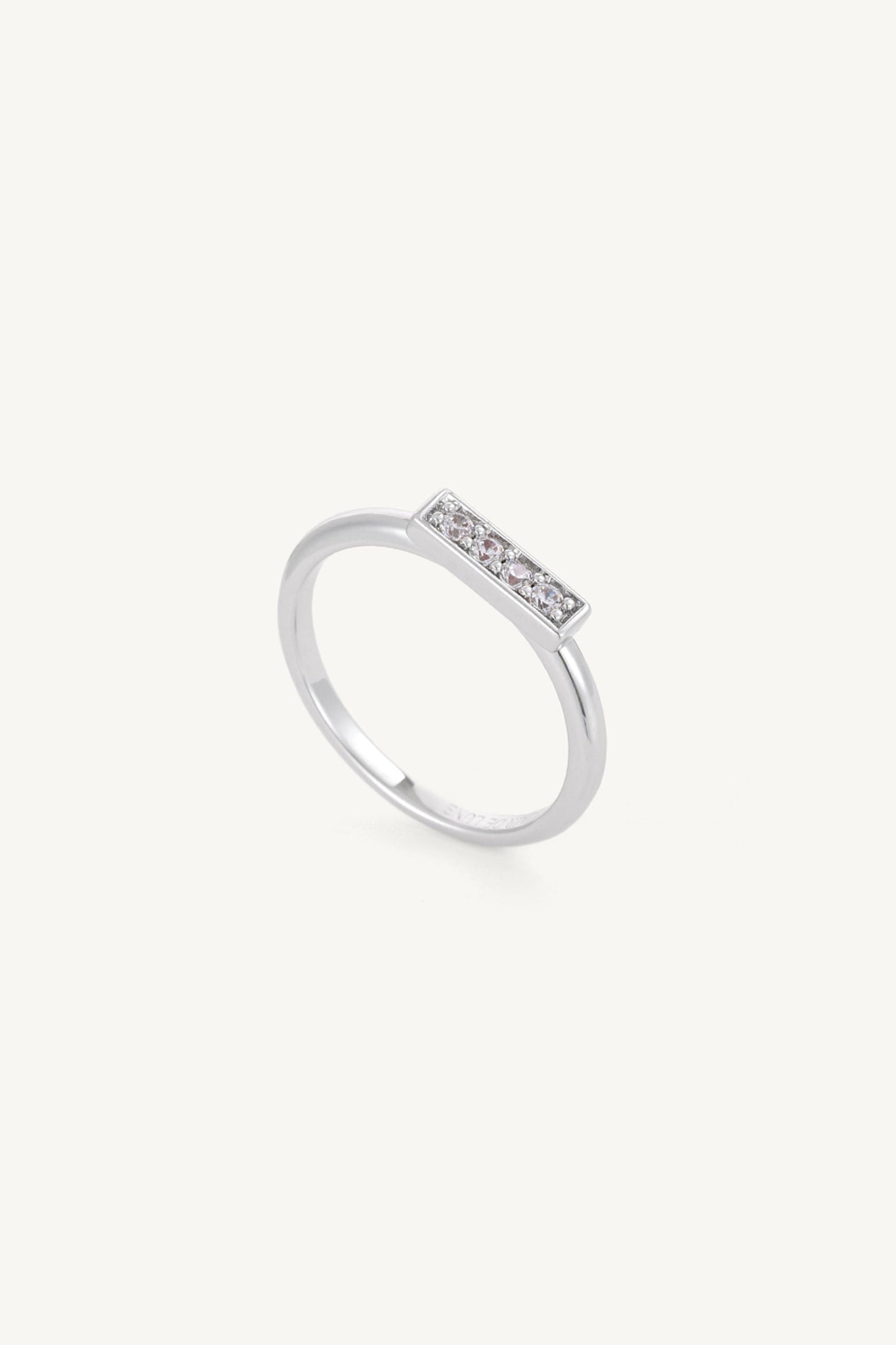Linear Stone Ring Silver