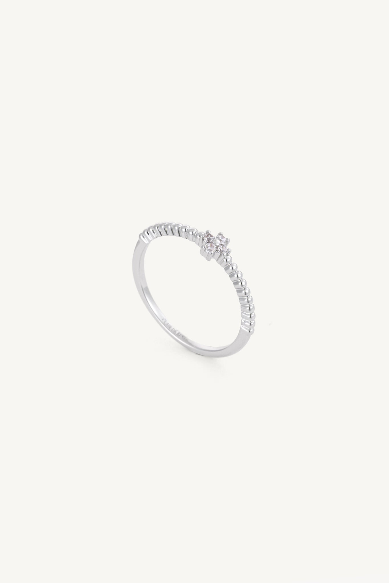 Clover Beaded Ring Silver