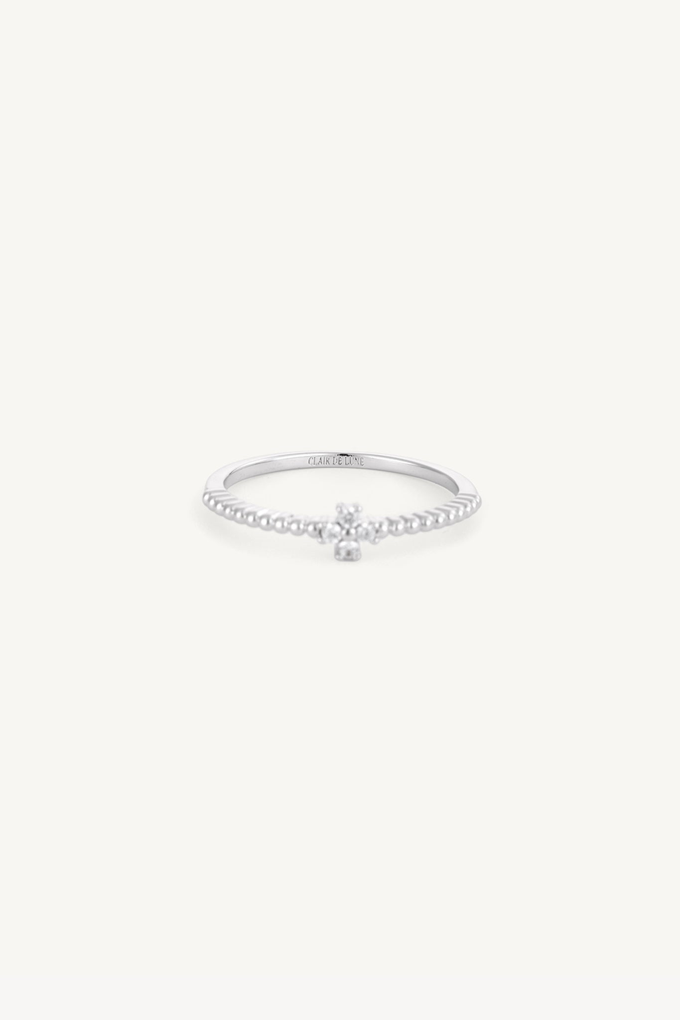 Clover Beaded Ring Silver