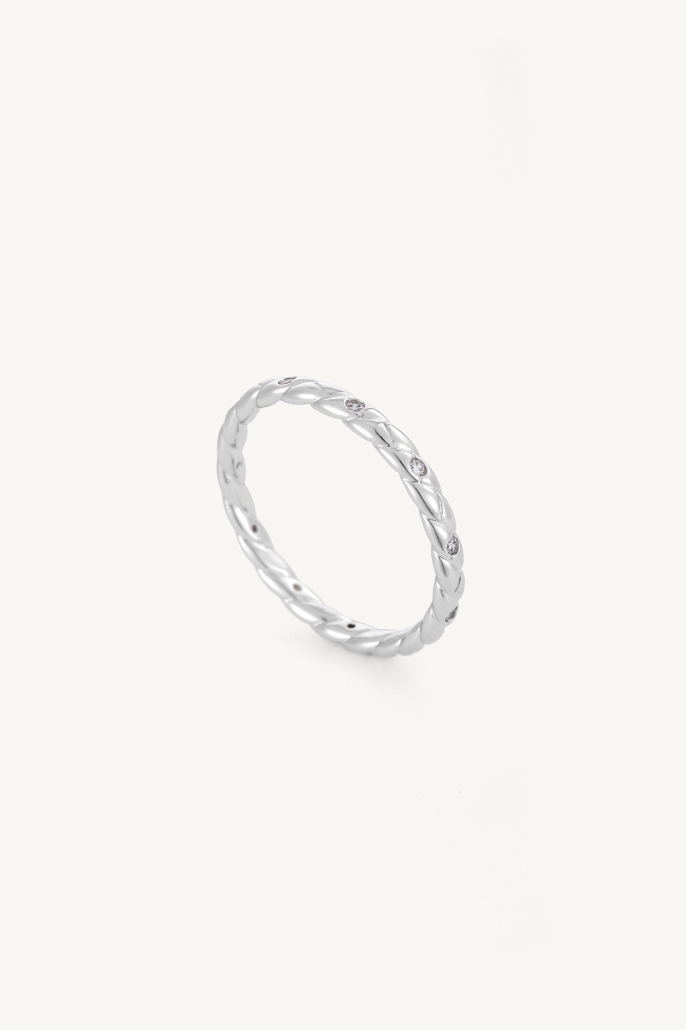 Twisted Crystal Ring Silver