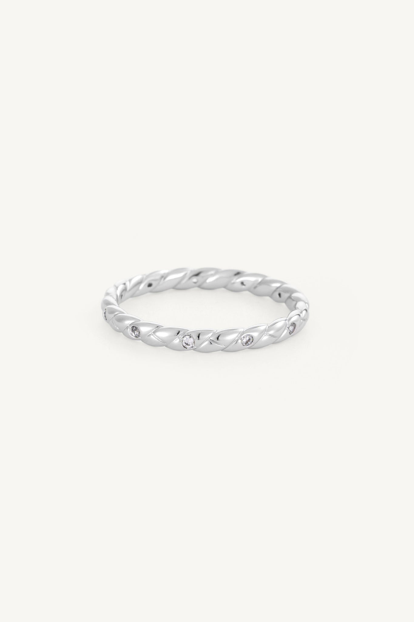 Twisted Crystal Ring Silver