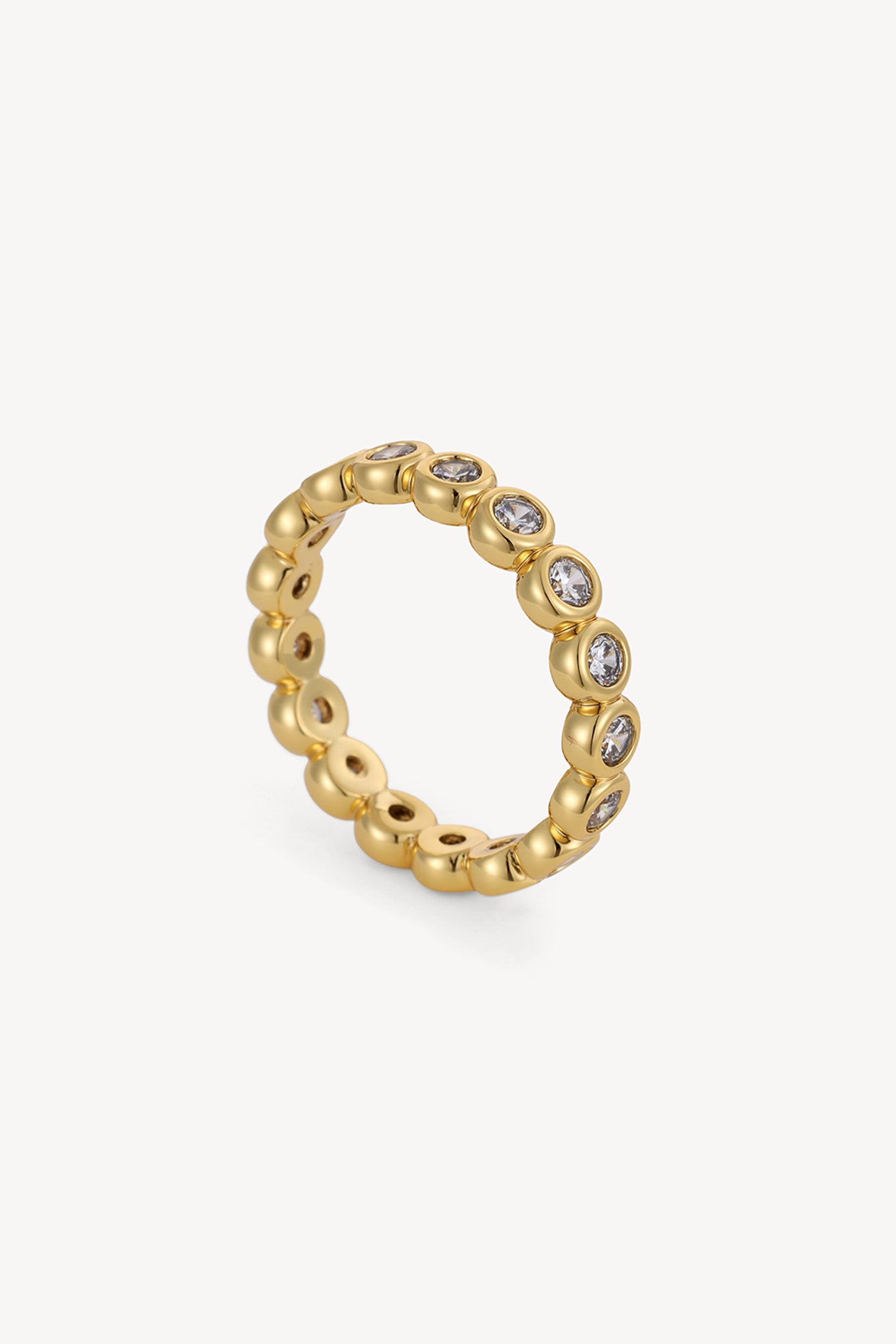 Bezel Crystal Ring Gold
